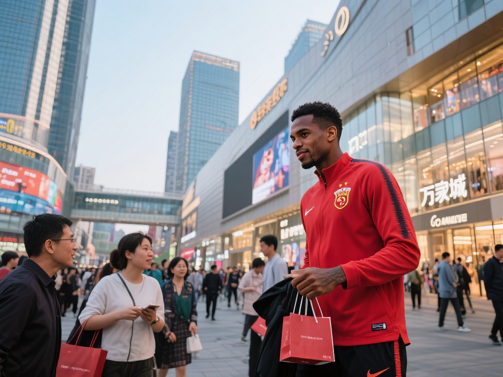 辽宁外援德兹明-威尔斯现身沈阳万象城购物 外援的日常生活是国际化文化交流的一部分